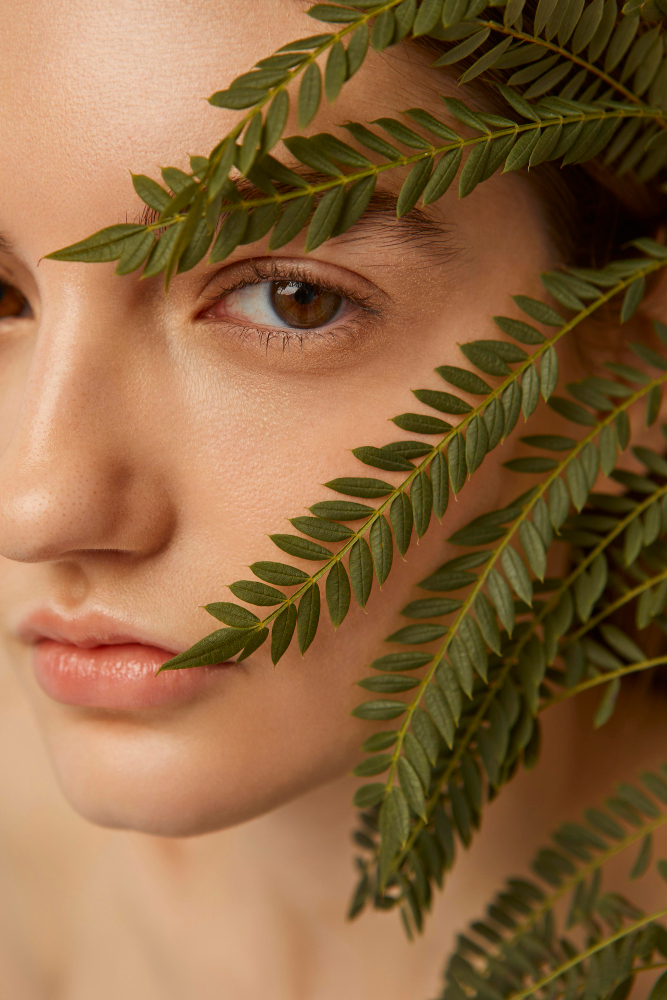 close up woman posing with plant 1